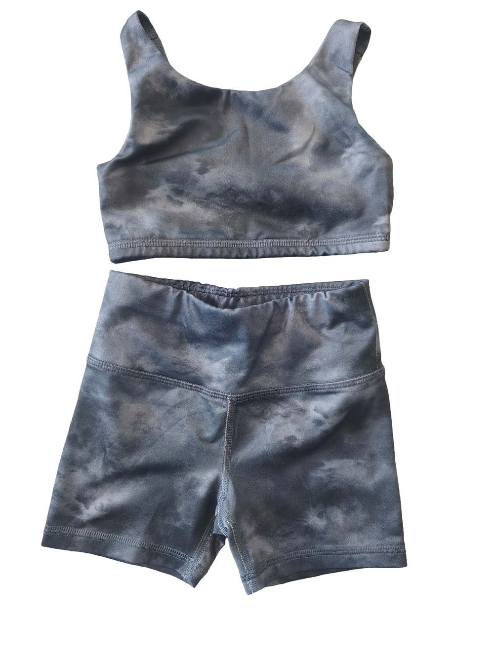 Athletic Girls Tie-Dye Grey Active Bike Shorts Set Size XS (4-5)